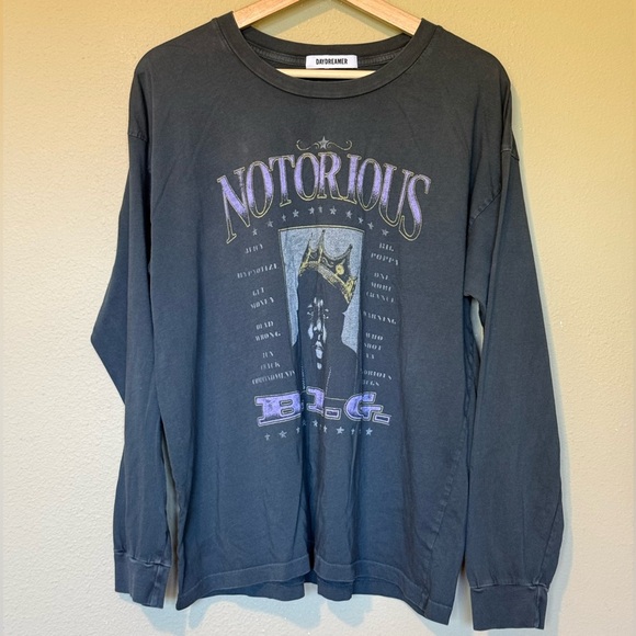 DAYDREAMER Women’s Notorious B.I.G Tee in Vintage Black Size Small - Picture 2 of 6